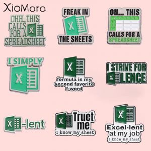 Broches créatives en émail pour feuille de calcul Excel, Logo logiciel de bureau personnalisé,