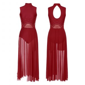 Robe de danse lyrique moderne pour femmes, justaucorps de gymnastique de Ballet, sans manches,