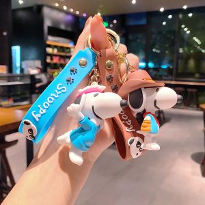 Nouveau Snoopy Charlie porte-cl&eacute;s dessin anim&eacute; voiture porte-cl&eacute;s mignon sac pendentif gouttes colle