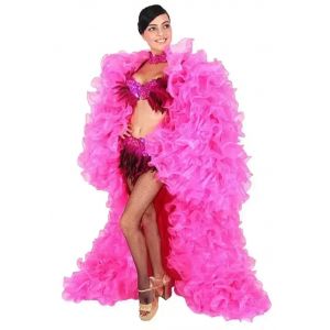 Incroyable Fuchsia couches Organza longue femmes veste bouffante et manches longues femmes Cape