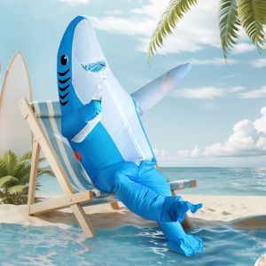Costume gonflable de conception de requin debout Unique mignon de 2 tailles, accessoires de Costume
