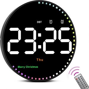 Horloge murale Led color&eacute;e avec t&eacute;l&eacute;commande de 10 pouces, pour la d&eacute;coration de la maison, avec