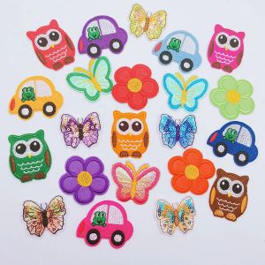 12 pi&egrave;ces mignon dessin anim&eacute; brod&eacute; fer sur patchs fleur hiboux voiture papillon Patch pour jean