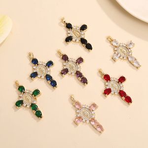 BenS croix breloques pour la fabrication de bijoux en laiton zircon cubique chr&eacute;tien vierge marie