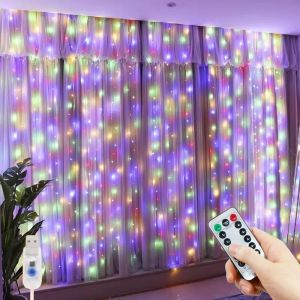 Nouvel An 2025 USB rideau chaîne fée lumières 8 Mode 6/3M LED guirlande de noël à distance pour fête