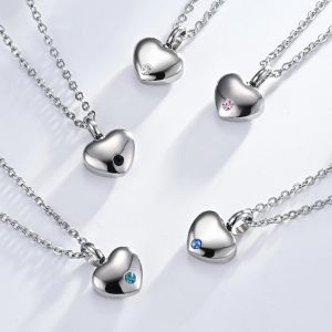 Nouveau collier d'urne de cendres commémorative en forme de petit coeur en acier inoxydable avec