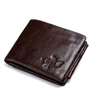 Portefeuille en cuir véritable pour homme, sac d'argent de marque vintage, porte-monnaie zippé,