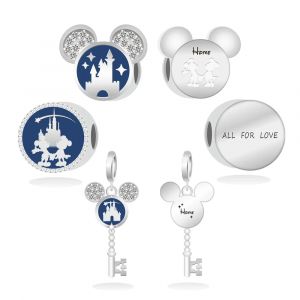 Mickey bleu château de rêve jeu de clés breloque idéal pour Bracelet collier pendentif pour les