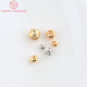 (4869) 20 pièces 3.5MM 4.5MM 5.5MM 24K couleur or laiton sergé rond entretoise perles Bracelet