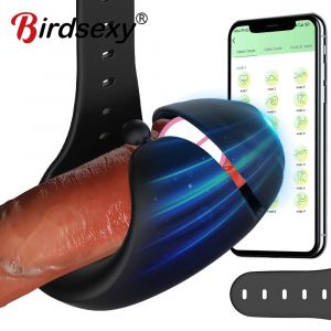 Vibromasseur de pénis Bluetooth pour hommes, entraîneur de retard de pénis, Machine sexuelle,