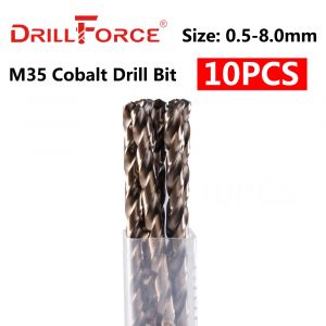 10 pi&egrave;ces 0.5mm-8.0mm M35 HSS-CO forets au Cobalt HSS foret h&eacute;lico&iuml;dal pour acier inoxydable