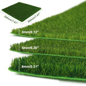 Evemodel 1pc 20cm * 20cm tapis d'herbe carr&eacute; 3mm 5mm 8mm d'&eacute;paisseur tapis de pelouse artificielle