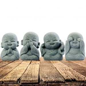 Statue de bouddha, 4 pièces, jolie Sculpture de moine, mignonne, pour la maison, le bureau, la