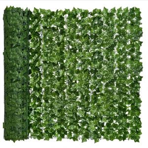 Clôture de lierre artificiel, plante d'herbe, panneau mural, fausse feuille verte, haie, écran de