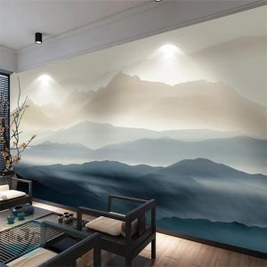 Papier peint 3d personnalis&eacute;, nouvelle peinture de paysage &agrave; l'encre Zen chinoise, peinture &agrave;