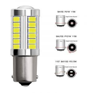1 pièces PY21W P21/5W 1156 Ba15s 1157 Bay15d pour ampoule LED de voiture clignotant 12V 33SMD 7000K