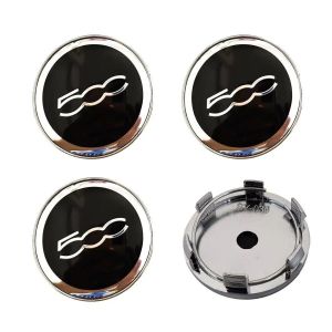 4 pièces Fiat 500 alliage moyeu de roue capuchon central Badge emblème noir/argent 60mm