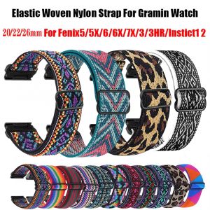 Sangle en Nylon tissé élastique, 20 22 26mm, pour Garmin Fenix 7X 7S Pro Instinct 2 S 2X TacTix 7