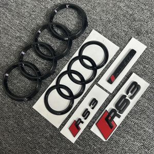 AUDI RS3 2016-2020 logo 4 anneaux ABS noir capot de voiture emblème de calandre arrière autocollant