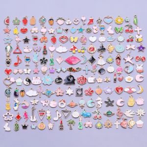 Mélange de breloques en émail, pendentif fleur de Rose, en alliage, signe Tai Chi, accessoires de
