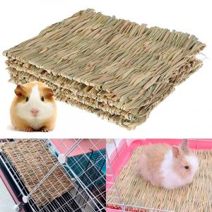 Tapis d'herbe pour lapin de compagnie, agitant pour foin, literie en paille naturelle, Cage pour