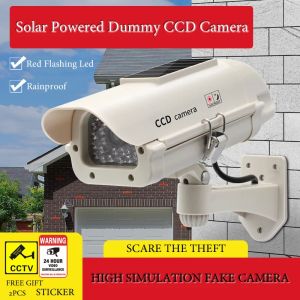 Fausse caméra étanche à énergie solaire, caméra de sécurité CCD factice, led clignotantes rouges,