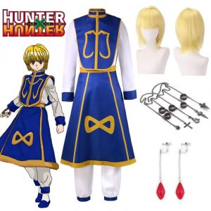 Costume de Cosplay Anime Manga Hunter x Hunter Kurapika, perruque, bagues, boucles d'oreilles,