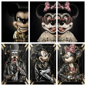 Affiches de dessin animé Disney Bad Mickey et Minnie, tatouage drôle de souris, toile d'art Mafia
