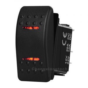 Interrupteur à bascule SPST DPDT 12V, lumière Led rouge, double barre ON OFF, (ON) OFF,