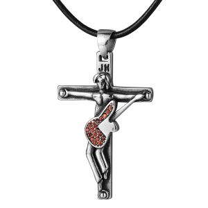 Johnny Hallyday pendentif colliers figure commémorer croix guitare corde chaîne Collier bijoux pour