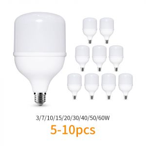 5-10 pi&egrave;ces ampoule LED AC 220V E27 lampe &agrave; LED 60W 50W 40W 30W 20W 15W 10W 7W 3W Lampada lumi&egrave;re