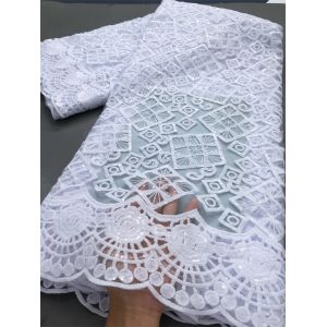 Tissu africain en dentelle Guipure de haute qualité, tissu nigérian à paillettes Soluble dans l'eau