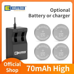 Eemb lir2032h bouton batterie 70mah avec chargeur (facultatif) 2032 3.7v batterie rechargeable clé