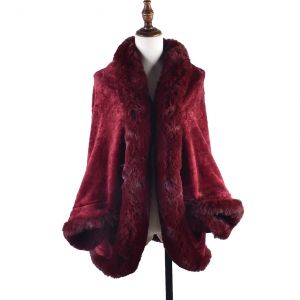 Cape en peluche à manches chauve-souris pour femmes, manteau chaud, cardigan d'hiver, grande cape