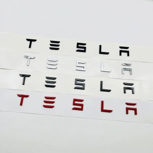 3D ABS carbone Chrome noir Logo Tesla lettres emblème voiture coffre arrière lettres pour Tesla