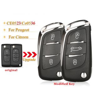 Jingyuqin 2/3 boutons coque de clé de voiture à distance modifiée pour Peugeot 107 207 307 307S 308