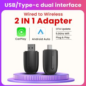 Android Auto sans fil Carplay type-c USB Bluetooth Wifi Plug and Play 2In1 Dongle pour Chevrolet
