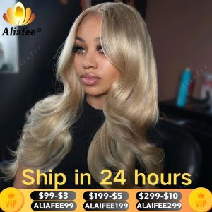 Perruque Lace Frontal Wig naturelle transparente, 13x6, gris, blond cendré, à reflets, 13x4,