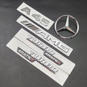 3D ABS Chrome A45 embl&egrave;me TURBO 4MATIC Badge voiture arri&egrave;re &eacute;toile Logo coffre AMG autocollant pour