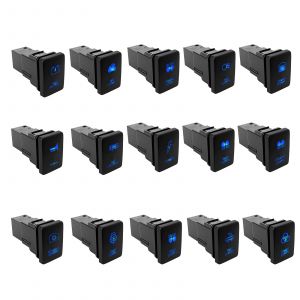 Barre de phare antibrouillard LED bleue 12V, interrupteur poussoir pour Toyota 2015 Hilux GUN Prado