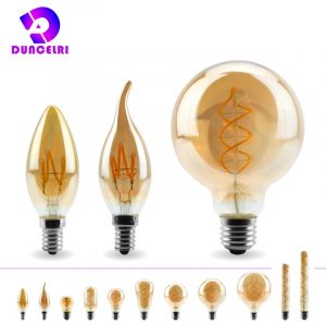 Ampoule LED à Filament spiralé, lampe rétro, E14, E27, 4W, jaune chaud, 220V, C35, G45, A60, T45,