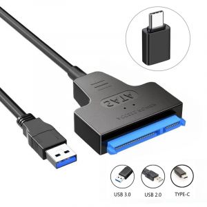 C&acirc;ble SATA vers USB USB 3.0/Type-C vers SATA III adaptateur de pilote dur pour disque dur 2.5