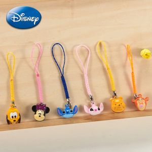 Disney Stitich Mickey petite cloche pendentif Kawaii figurines d'anime coque de téléphone corde