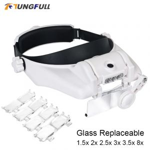 Loupe à bandeau LED, Loupes mains libres pour bijoux, montre, réparation électronique, Loupe à