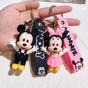 Porte-clés Mickey, accessoires de dessin animé Disney, mignon Minnie, pendentif de sac d'étudiant,