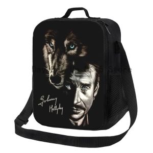 Sac &agrave; lunch personnalis&eacute; Johnny Hallyday et Wolf pour femme, glaci&egrave;re thermique, bo&icirc;tes &agrave; lunch