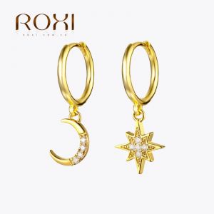 ROXI &eacute;toile lune asym&eacute;trique boucle d'oreille dames cercle pendentif polyvalent bijoux personnalit&eacute;