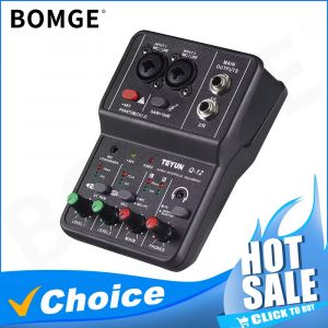 BOMGE Q-12 mélangeur Audio 2 canaux Console de mixage sonore USB 48V alimentation fantôme adaptateur