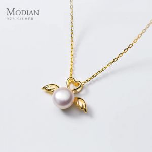 Modian – pendentif d'ange en argent Sterling 925 pour femmes, perle naturelle élégante, aile