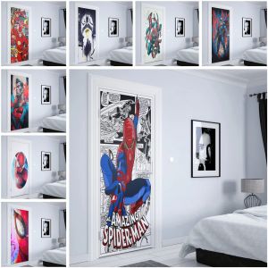 Autocollant mural Marvel Smile Hero pour chambre d'enfant, d&eacute;coration de porte HD, services.com